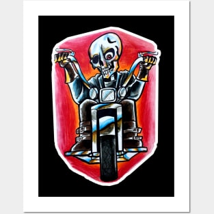 Biker Skeleton Posters and Art